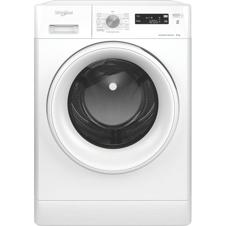 Whirlpool  FFS P87 IT Lavatrice A Libera Installazione 8 Kg, 1200 Giri, Classe A-10%, Bianco, Inverter Display Vapore Refresh