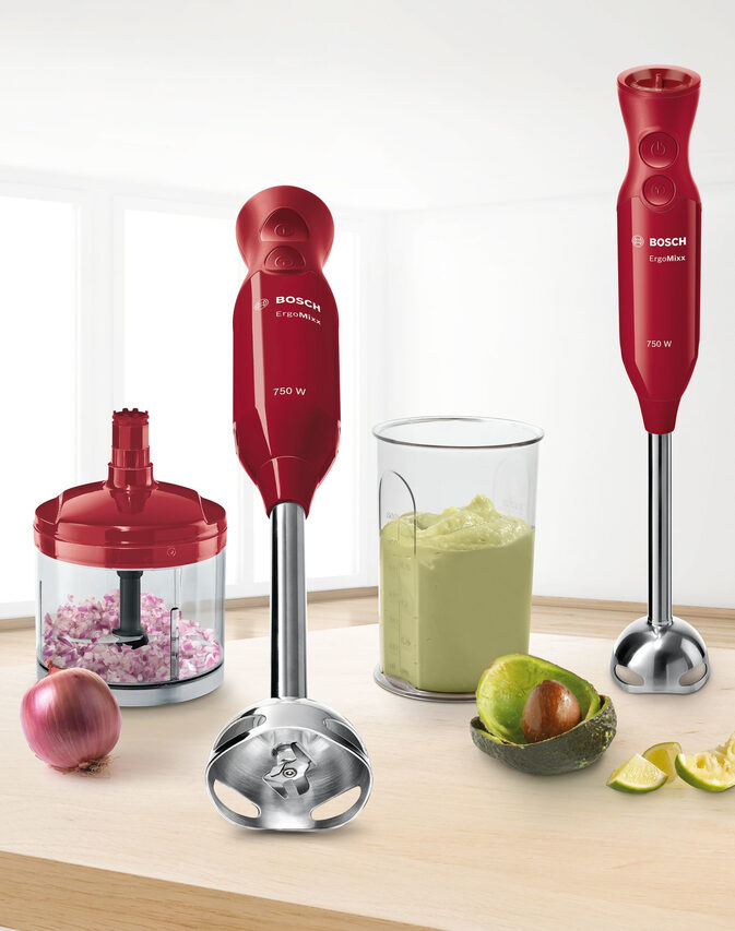 Bosch MSM67120R frullatore Frullatore ad immersione 750 W Rosso, Stainless steel