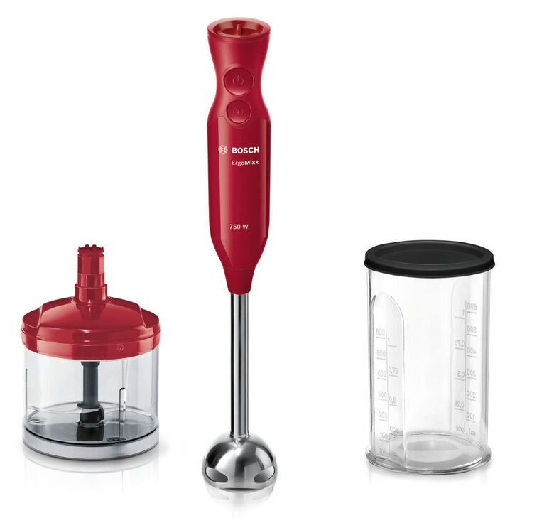Bosch MSM67120R frullatore Frullatore ad immersione 750 W Rosso, Stainless steel