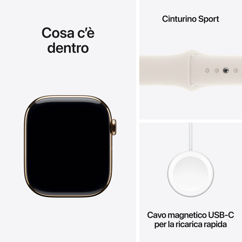 Apple Watch Series 10 Serie 10 GPS + Cellular 46mm Cassa in Titanio color Oro con Galassia Sport Band - M/L