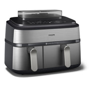 Philips NA555/00 Friggitrice ad Aria doppio cestello con cottura a vapore, 5000 series, 9 litri, 19 metodi di cottura, App per ricette