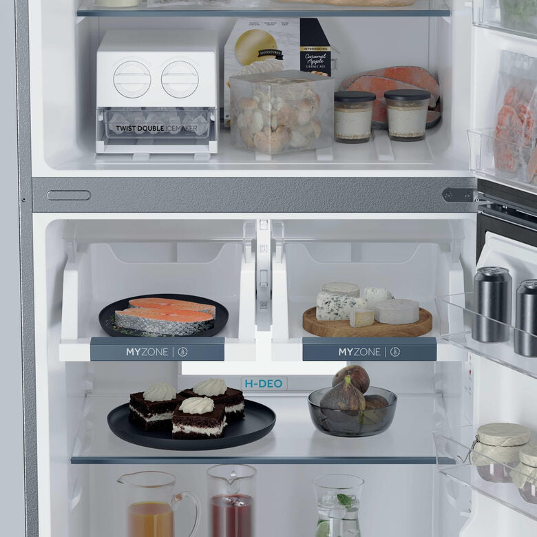 Haier HPR5718ENMX Frigorifero Combinato A Libera Installazione, Tecnologia Total No Frost, Sistema LED Daylight, Classe E, Acciaio Inox