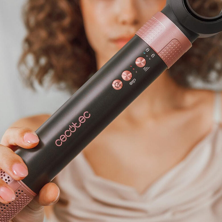 Cecotec Bamba CeramicCare 12in1 Asciugacapelli AirGlam Black Multistyler Caldo Nero, Rosa 1400 W