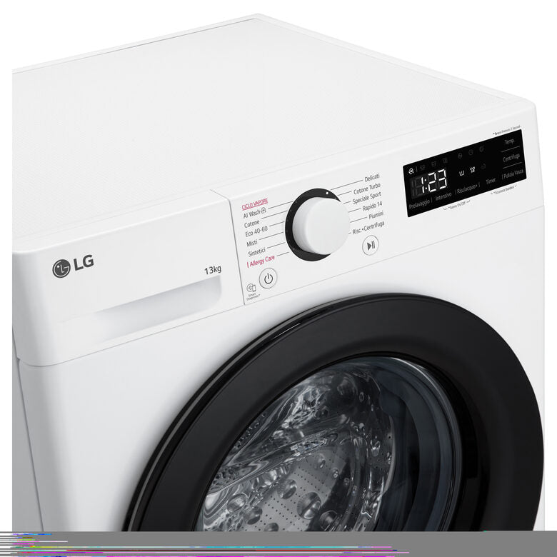 LG F4R3013NSWB Lavatrice A Libera Installazione 13 Kg, 1400 Giri, Tecnologia AI DD™, Lavaggio A Vapore, Allergy Care, Motore Inverter Direct Drive™, Classe A-20%, Bianco