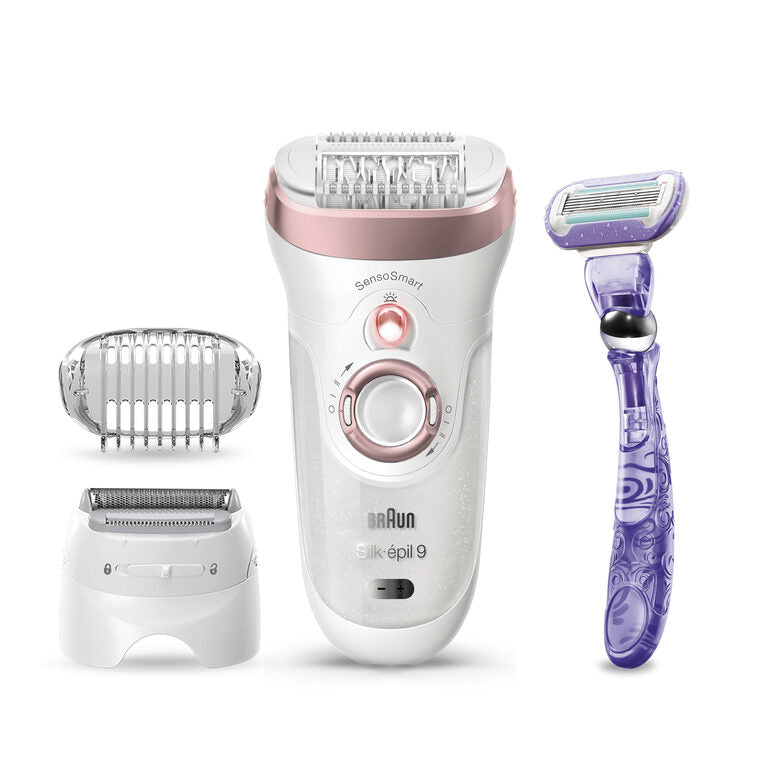 Braun Silk-épil 9 9-870, Epilatore Donna Bianco/Oro Rosa Per Una Rimozione Duratura Dei Peli