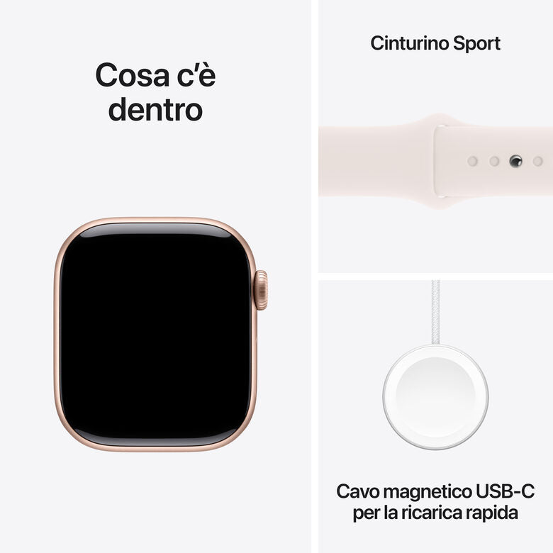 Apple Watch Series 10 Serie 10 GPS 42mm Cassa in Alluminio color Oro Rosa con Light Blush Sport Band - M/L