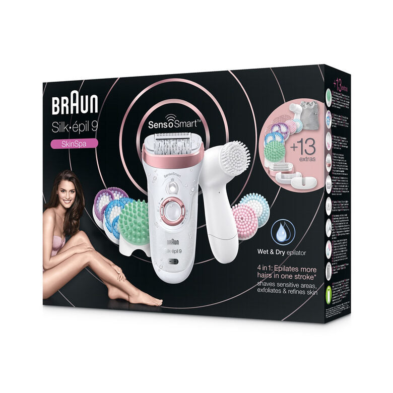 Braun Silk-épil 9 SkinSpa SensoSmart 9/970 40 pinzette Rose Gold, Bianco