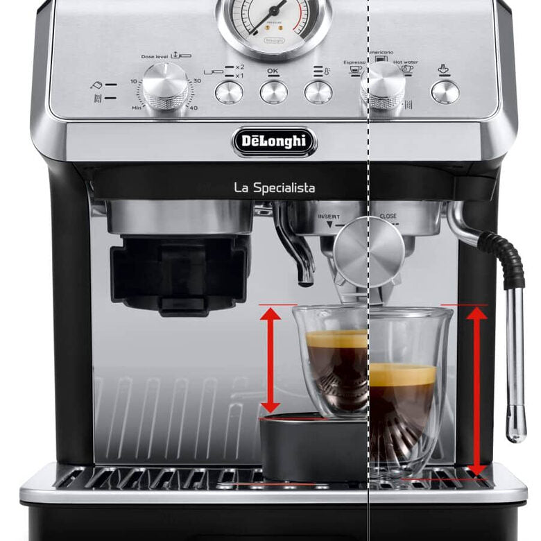 De’Longhi Dedica Arte La Specialista Arte - Macchina per Caffè in chicchi Manuale, Montalatte manuale, 1400W, Metal Black (EC9155.MB)