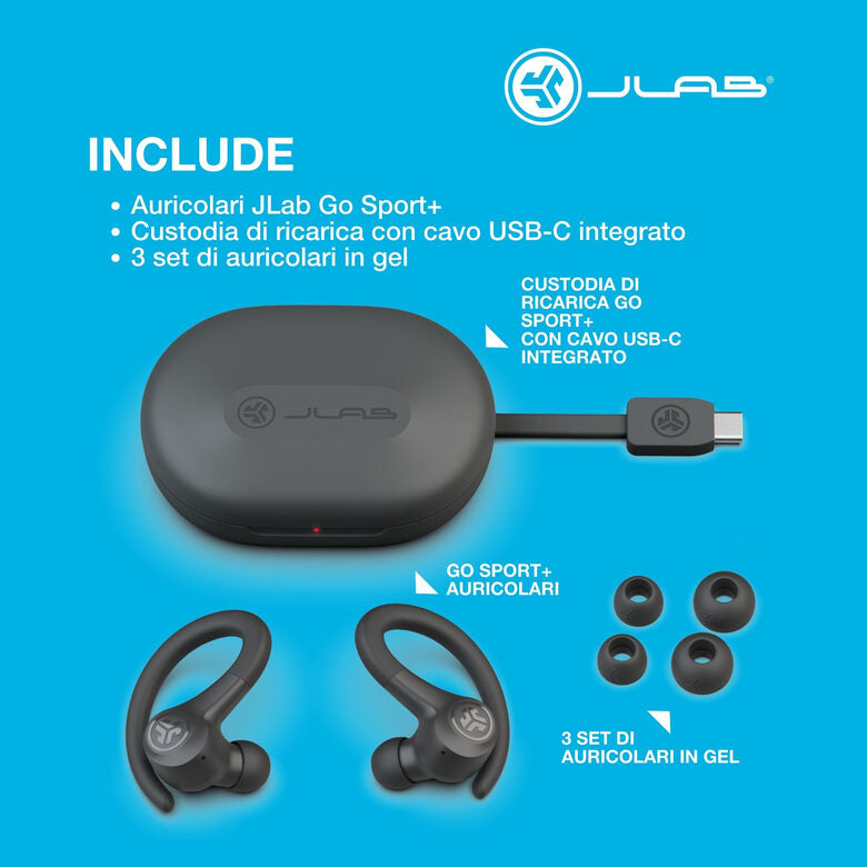 JLab Go Air Sport True Wireless Auricolare True Wireless Stereo (TWS) A clip Bluetooth Grafite