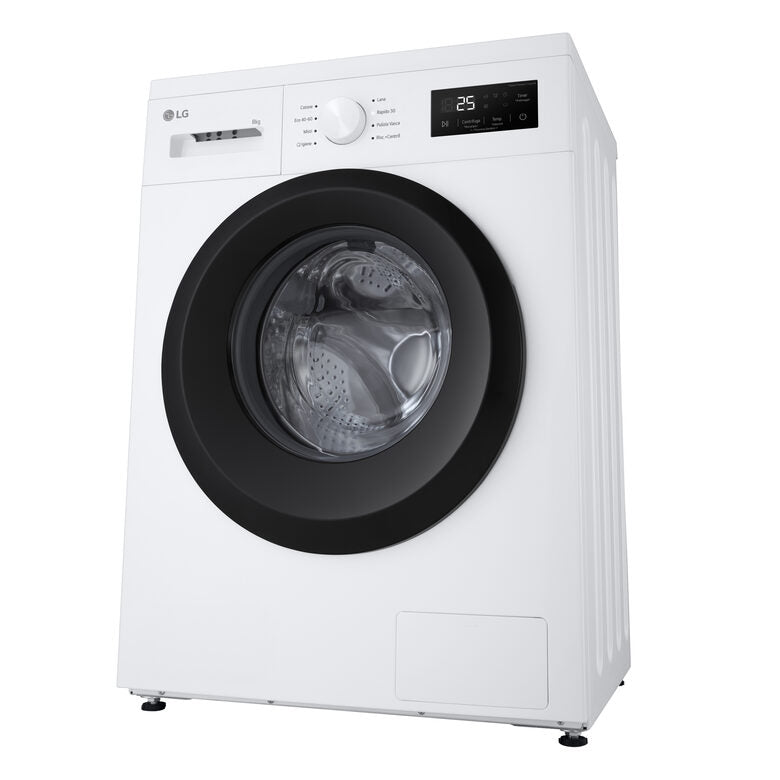LG F4NA10S8NWK Lavatrice slim 8kg, Classe A, 1400 giri, Programma igiene con vapore, Top rimovibile, White