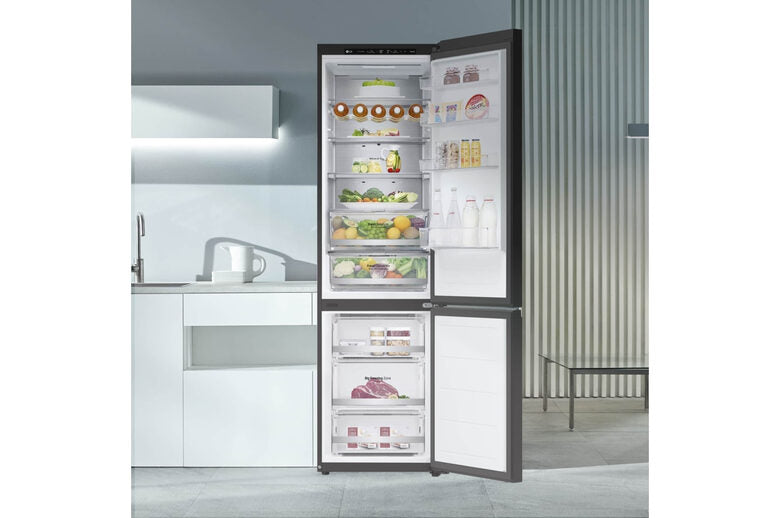 LG GBB72BM9DQ Frigorifero combinato, Classe D, 387L, Wi-Fi, Wine Rack, Porta in vetro,Nero