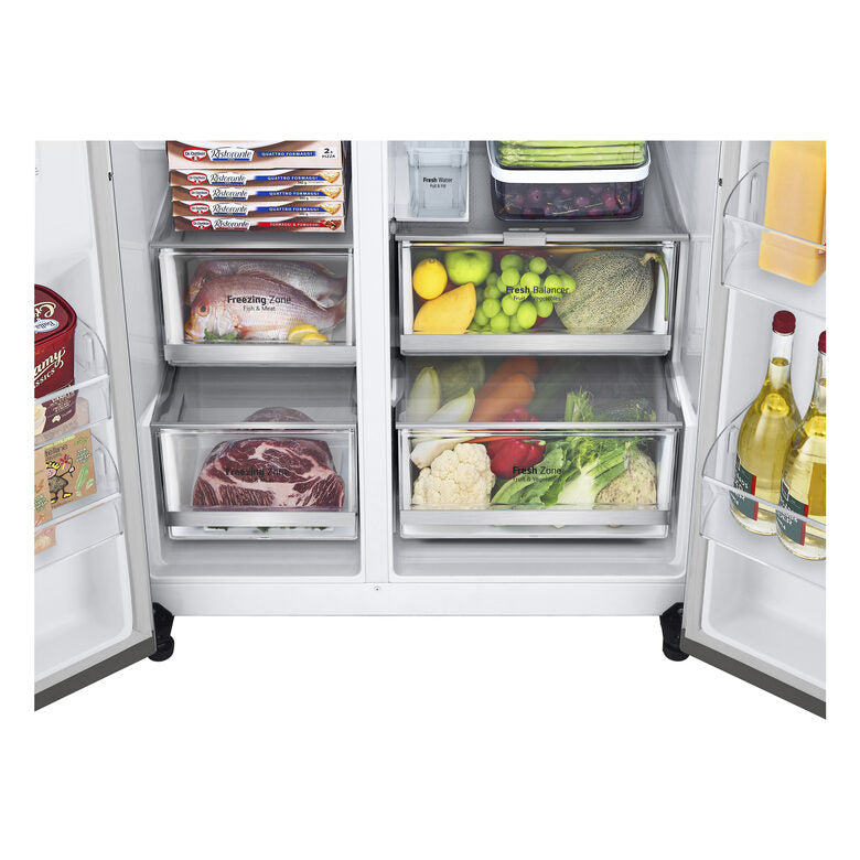 LG InstaView GSGV81PYLL Frigorifero Side-by-Side , Classe E, 635L, Wi-Fi, Senza allaccio, Door Cooling, Prime Silver