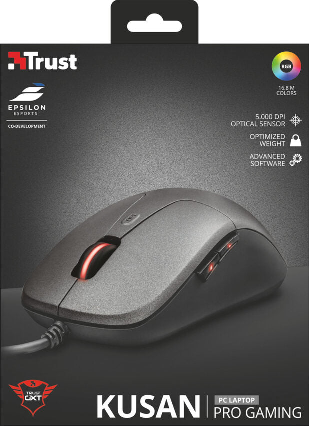 Trust GXT 180 Kusan mouse Mano destra USB tipo A Ottico 5000 DPI