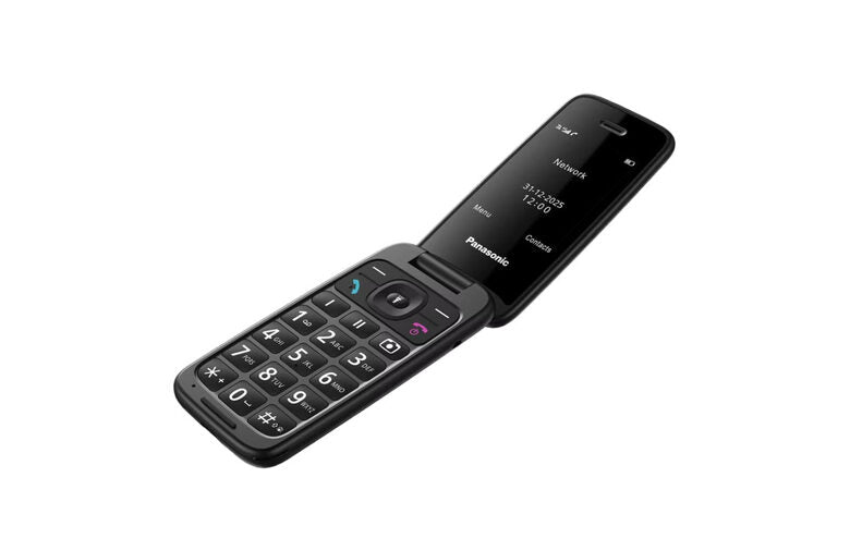 Panasonic KX-TU410EXB Cellulare 4G a Conchiglia Nero con Tasto SOS e Display 2,4"