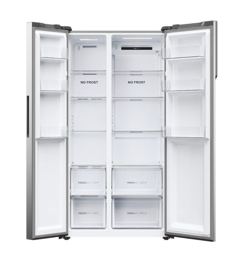 Haier SBS 90 Serie 5 HSR5918DNMP Frigorifero Side By Side Libera Installazione 528 L D Platino, Acciaio inossidabile