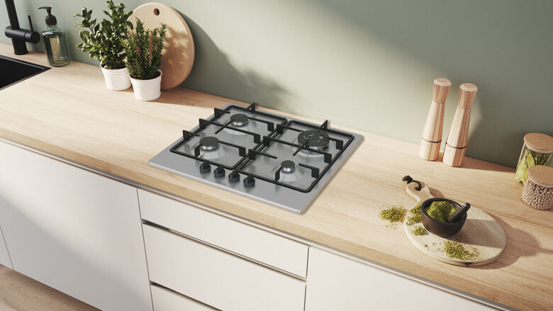 Bosch Serie 4 PGH6B5K60 , Piano cottura a gas, 60 cm, Acciaio inox