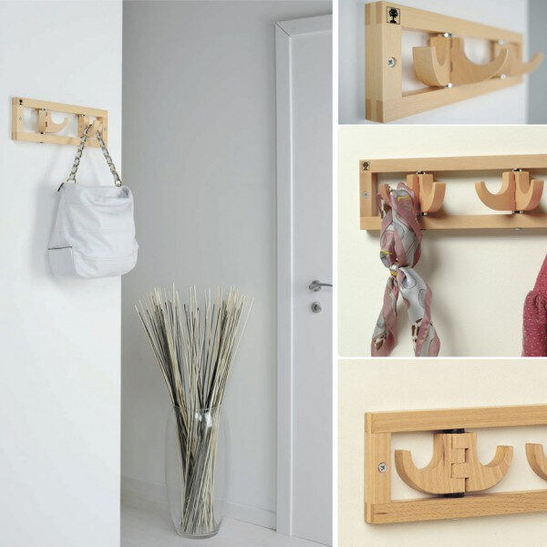 Foppapedretti Flat 2 appendiabiti Montabile a parete 4 gancio(i) Legno