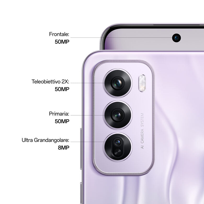 OPPO Reno12 Pro 5G AI Smartphone, Tripla fotocamera 50+50+8MP, Selfie 50MP, Display 6.7” 120HZ AMOLED FHD+, 5000mAh, RAM 12GB(Esp4GB/8GB/12GB)+ROM 512GB, [Versione Italia], Nebula Silver