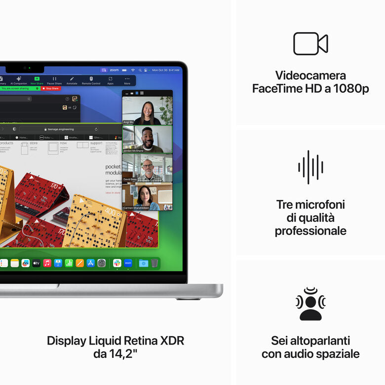 Apple MacBook Pro 14'' M3 chip con 8‑core CPU e 10‑core GPU, 512GB SSD - Argento