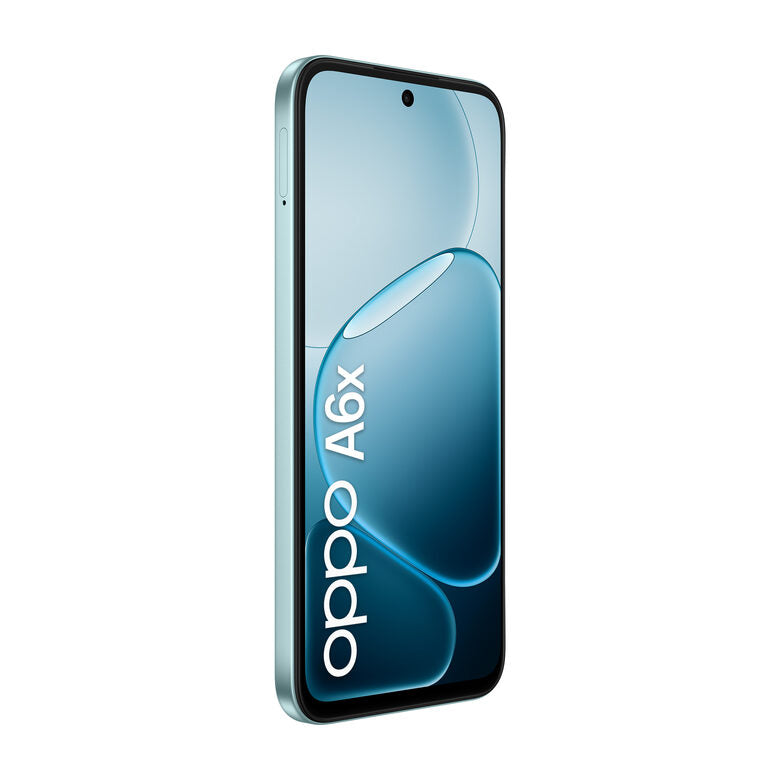 OPPO A6x AI Smartphone, doppia fotocamera 13MP+QVGA, Selfie 5MP, Display 6.75” 120HZ IPS HD+, 6100mAh, RAM 4GB(Esp1GB/2GB/4GB)+ROM 128GB [Versione Italia], Ice Blue