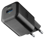 Cellularline MULTIPOWER 2 GAN ENTRY A+C 65W Caricabatterie da rete compatto 65W con 2 porte USB-C e USB-A con tecnologia GAN