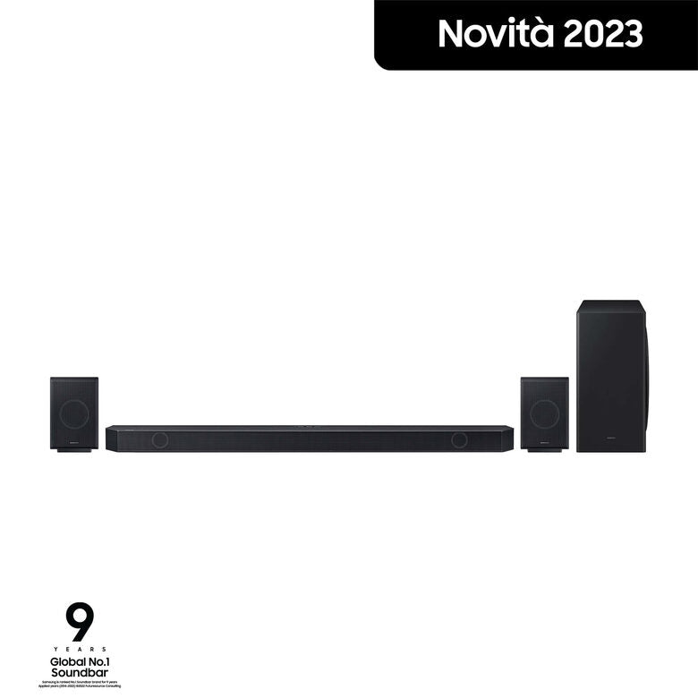 Samsung Soundbar HW-Q930C/ZF Serie Q, 17 speaker, Wireless Dolby Atmos, Audio a 9.1.4 canali, Q-Simphony, Compatibile con Alexa e Google Assistant, Black