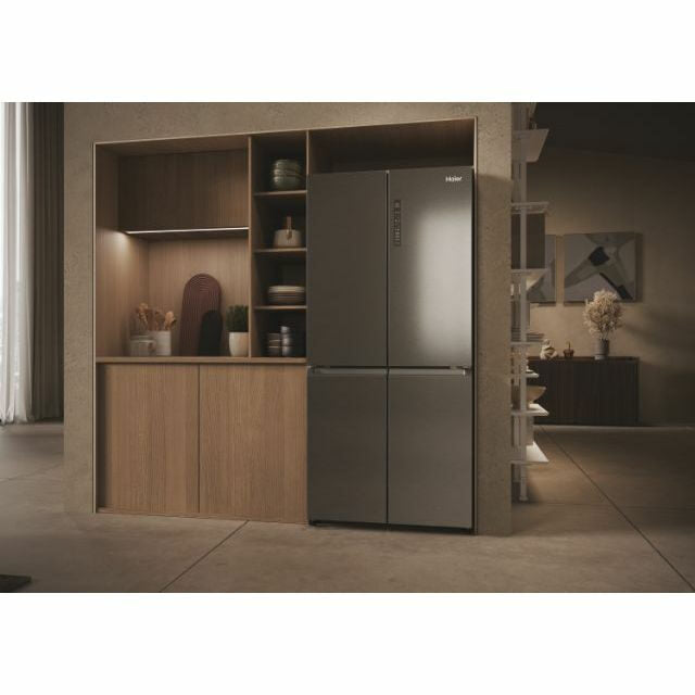 Haier HCR3818ENMM Cube 83 Serie 3 Frigorifero Side By Side Libera Installazione 467 L E Platino Stainless steel
