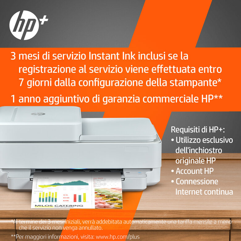 HP ENVY 6430e Wireless All-in-One Colore Stampante, Instant Ink; Fotocopiatrice, scanner