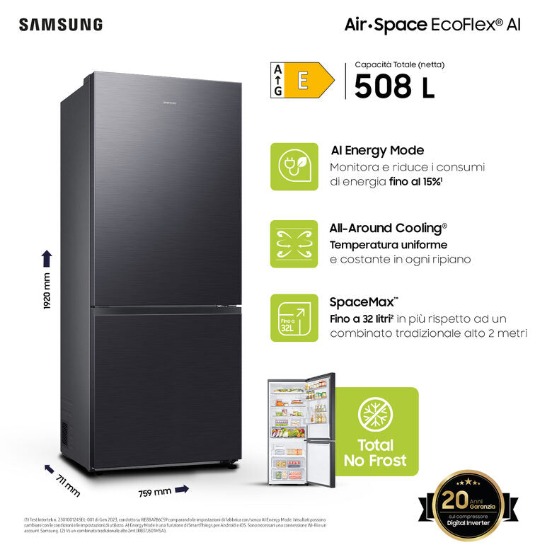 Samsung RB50DG601EB1 frigorifero con congelatore Libera installazione 508 L E Antracite