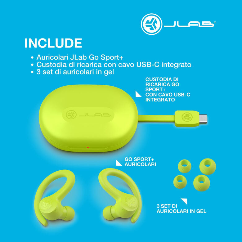 JLab Go Air Sport Cuffie True Wireless Stereo (TWS) In-ear Bluetooth Giallo