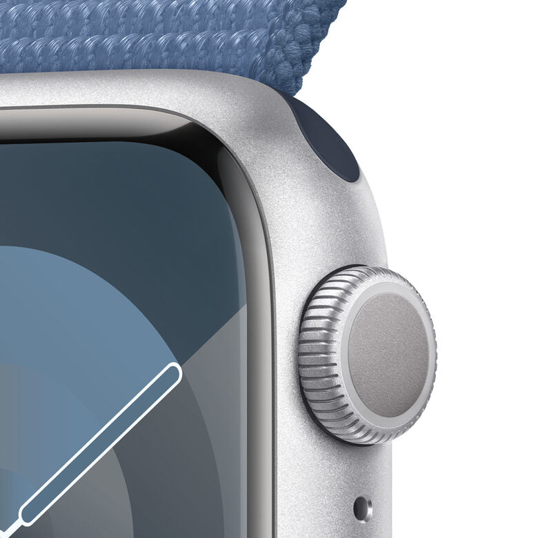 Apple Watch Series 9 GPS Cassa 41mm in Alluminio Argento con Cinturino Sport Loop Blu Inverno