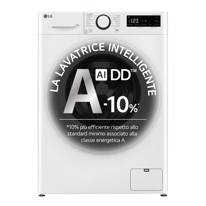 LG F4R3010NSWW Serie R3 Lavatrice A Libera Installazione 10 Kg, 1400 Giri, Lavaggio A Vapore, Allergy Care, Inverter Direct Drive, Classe A-10%, Bianco