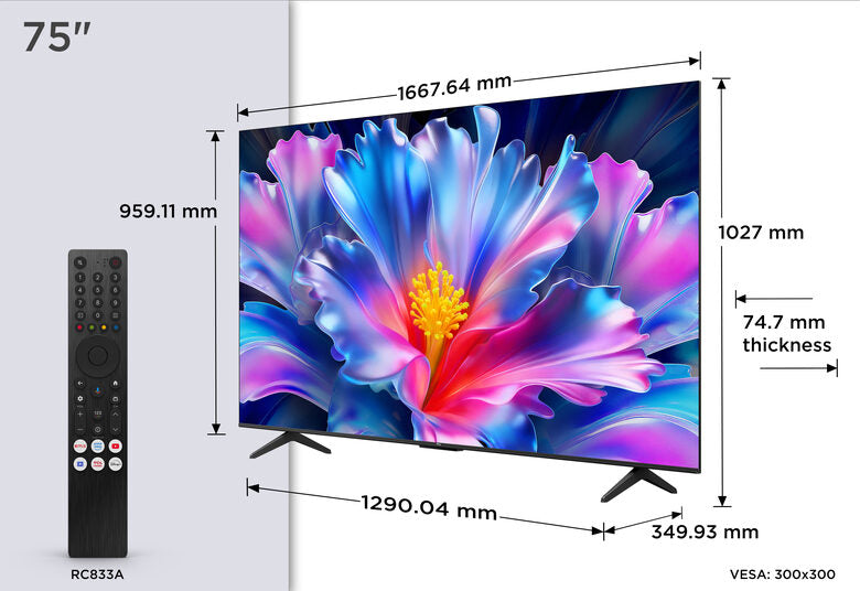 TCL P6L TV 75P6L 75” 4K HDR, Direct LED, Google TV, HDR10, Dolby Audio, Game Master, VRR, Google Assistant & Alexa, AirPlay 2