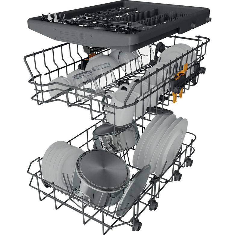 Whirlpool WH4FD11CS7A0X Lavastoviglie A Libera Installazione, Classe D, 11 Coperti, Terzo Cesto, 6° Senso, PowerCleanPro, Classe D, Inox