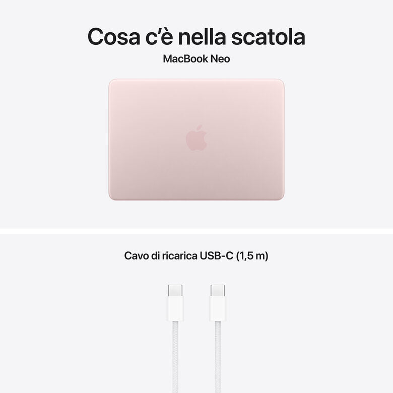 Apple MacBook Neo 13"A18 Pro chip 6‑core CPU 5‑core GPU 8GB 512GB SSD Touch ID - Rosa pastello