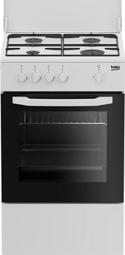 Beko Cucina CSG42009DW, (LxDxA) 50x50x85, Bianca, Forno a gas + grill, piano cottura a gas 4 zone, Coperchio in metallo