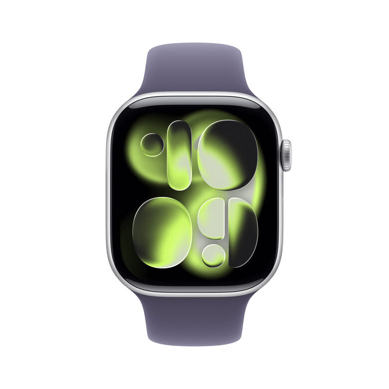 Apple Watch Series 11 GPS + Cellular 46mm Cassa Alluminio Argento con Sport Band Viola Nebbia - M/L