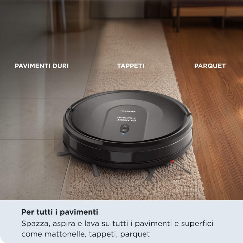 Ariete Robot Aspirapolvere e Lavapavimenti X-Clean 3in1 2719 Wi-Fi 120 Min HEPA 32 W Nero