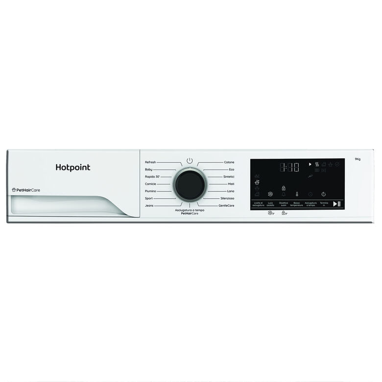 Hotpoint Ariston HPT 94D BS IT Asciugatrice A Libera Installazione 9 Kg, Pompa Di Calore, PetHairCare, GentleCare, Classe C, Bianco