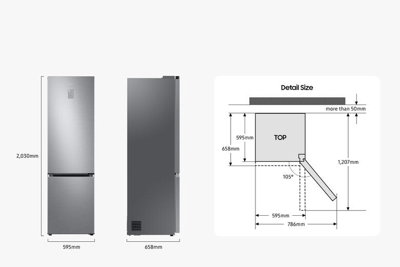 Samsung RB38C607AS9 Frigorifero Combinato A Libera Installazione, Total No Frost, Twin Cooling Plus™, Tecnologia Spacemax™, Ecoflex AI, Classe A, Acciaio Inox