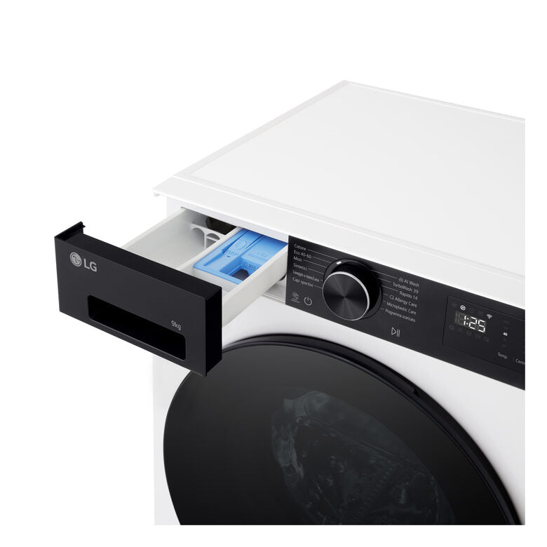 LG F4NX5009THB Lavatrice Slim A Libera Installazione 9 Kg, AI Intelligente, 1400 Giri, Classe A-40%, Ivory White/nero