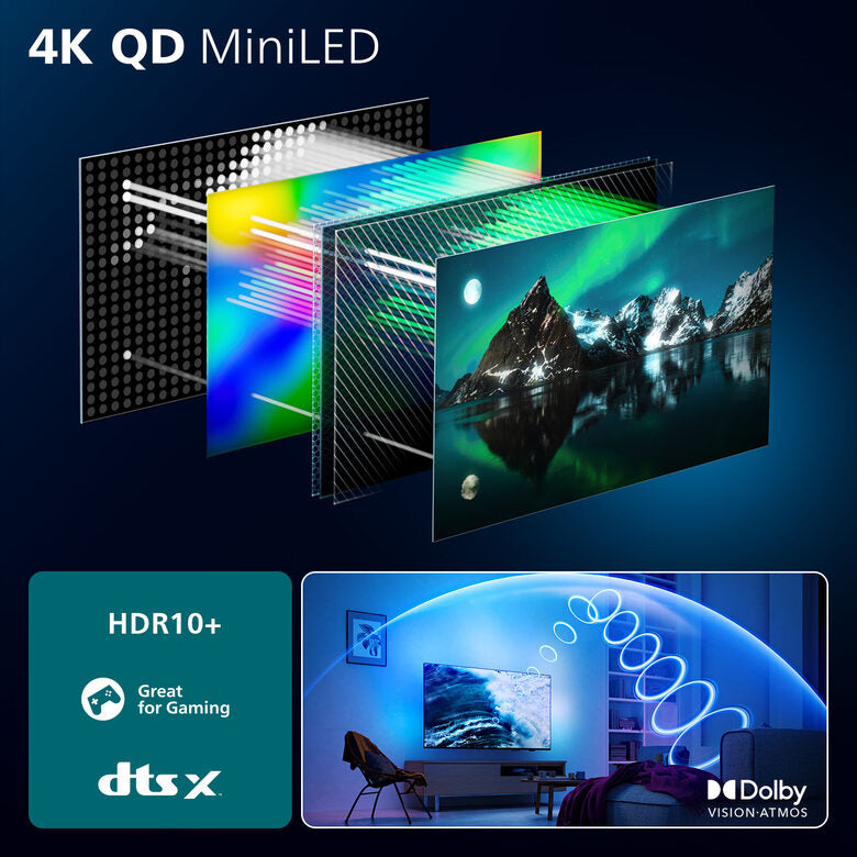 Philips Ambilight TV 55MLED920 4K QD MiniLED 139cm 55" Smart TV Dolby Vision and Dolby Atmos Titan OS