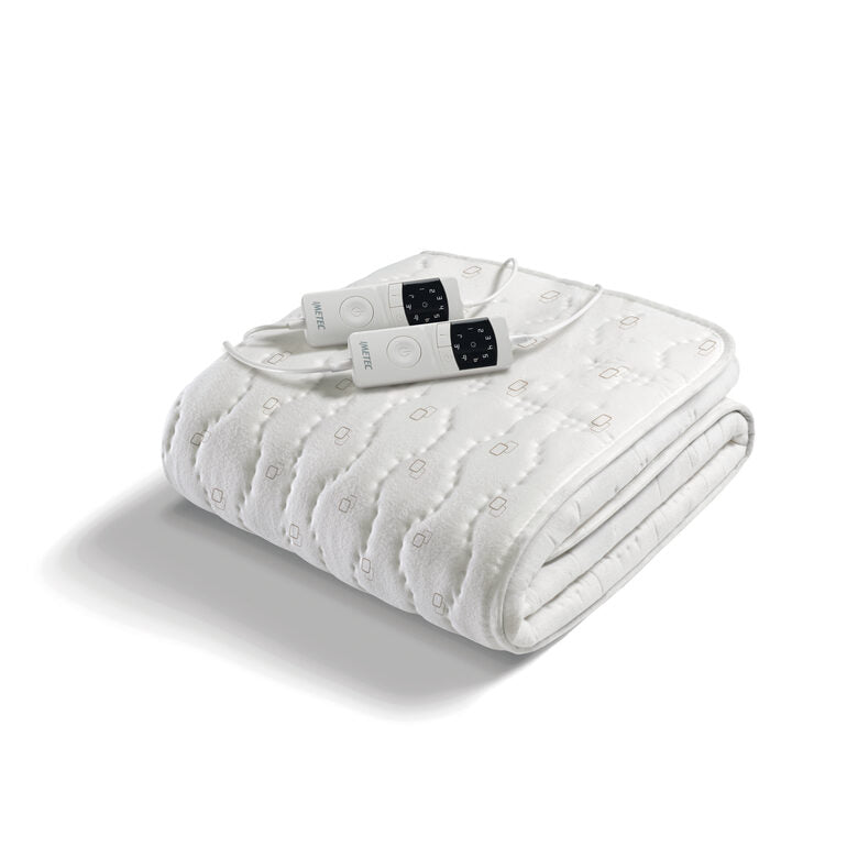 Imetec Scaldasonno Adapto Plus 100% Cotone, Matrimoniale 160x150 cm, Caldo Subito, Tecnologia Brevettata Adapto Plus, Sistema Sicurezza ElectroBlock, Bassi consumi, 6 Temperature, Autospegnimento 1, 3, 9 ore, Made in Italy