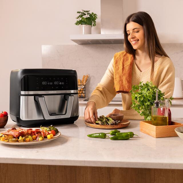 Cecotec Cecofry Dual 9000 Singolo 9 L Indipendente 2850 W Friggitrice ad aria calda Nero, Acciaio inossidabile
