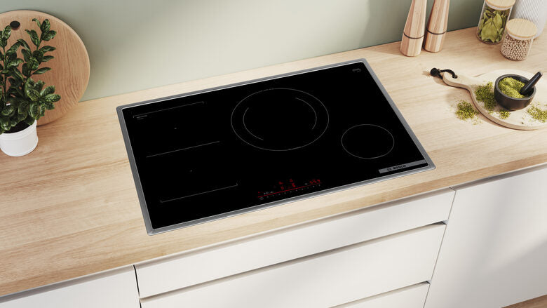 Bosch Serie 6 PVS845HB1E piano cottura Nero Da incasso 80 cm Piano cottura a induzione 4 Fornello(i)