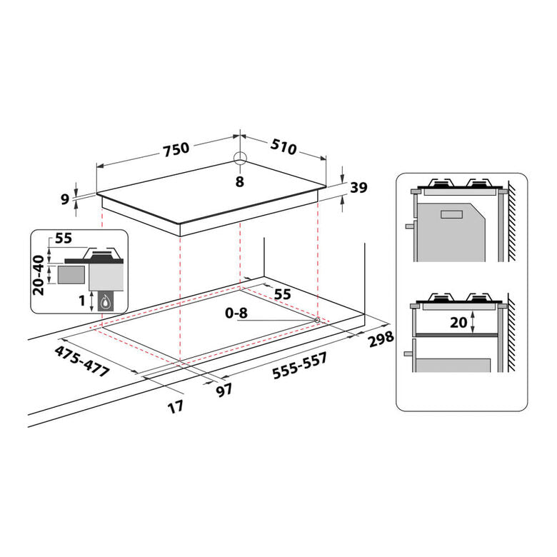 Hotpoint Piano cottura a gas PCN 750 T (OW) R /HA