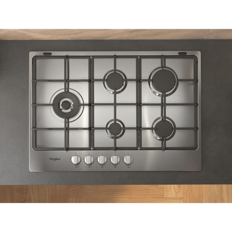Whirlpool TGML 761 IX R Acciaio inossidabile Da incasso 73 cm Gas 5 Fornello(i)