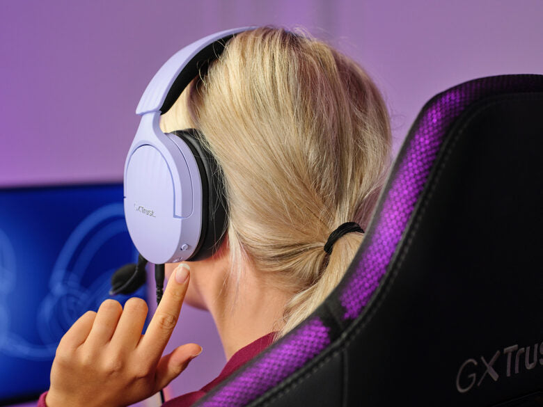 Trust GXT 489P FAYZO Auricolare Cablato A Padiglione Giocare Nero, Viola