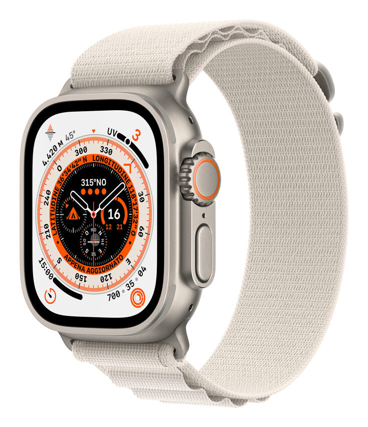 Apple Watch Ultra GPS + Cellular, 49mm Cassa in Titanio con Cinturino Alpine Loop Galassia - Medium