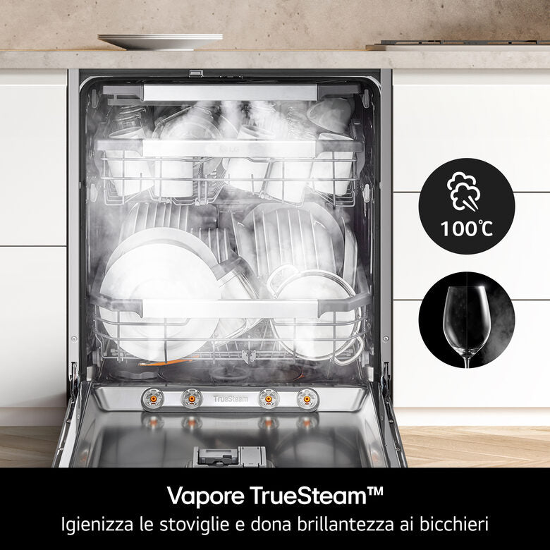 LG DF375HVS Lavastoviglie libera installazione, Classe A, 14 Coperti, Vapore, WI-FI, Grigia